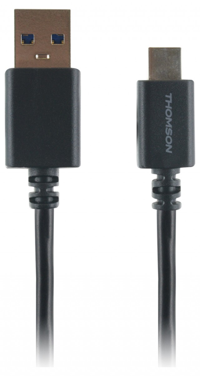 Cavo ricarica e sincro USB C/USB A THOMSON (nero) - Packshot